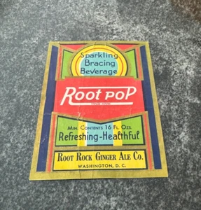VINTAGE ROOT POP SODA BOTTLE LABEL ROOT ROCK GINGER ALE CO WASHINGTON DC - Picture 1 of 1