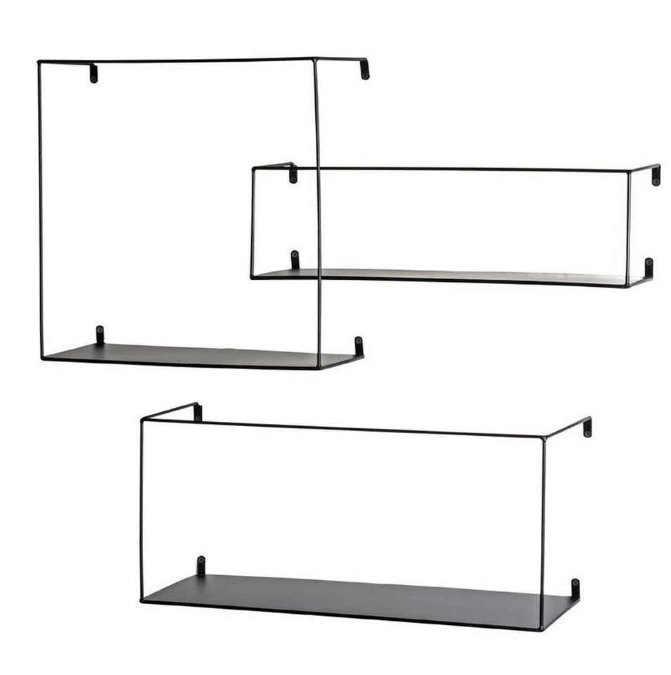 HAKU Möbel Wandregal 3er Set - schwarz - H. 40/15/25cm x B. 40/50/55cm