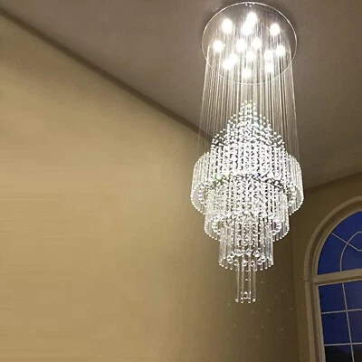 Lámpara de techo moderna grande de lujo de 18 luces con iluminación de gota de lluvia Foto 1 de 4