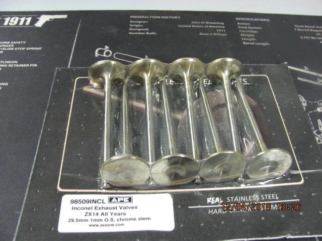 98509INCL Kawasaki ZX14 Ninja APE Inconel 29,5 mm 1 mm O/S escape ocho válvulas juego Foto 1 de 1