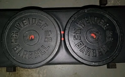 Vintage Weider Barbell Standard 25 Lb Pound Plate Pair 50 Lbs Pounds Total - Image 1 of 4