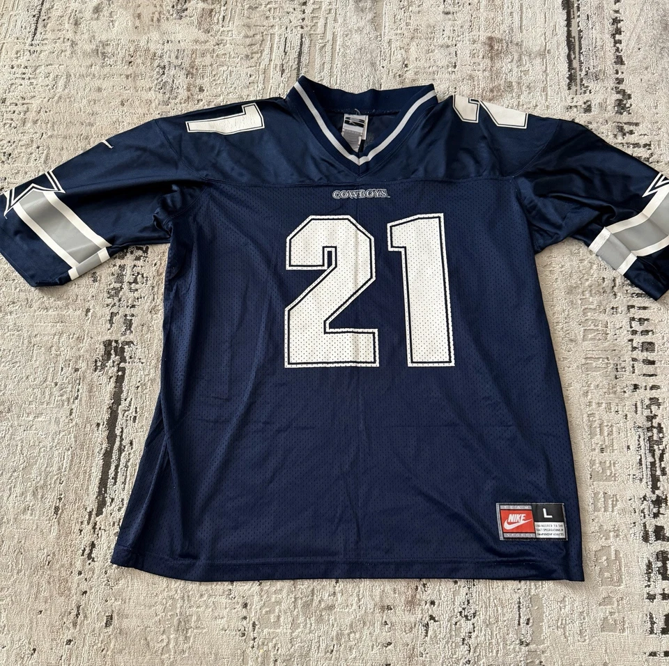 Camiseta deportiva de los Dallas Cowboys Deion Sanders Nike para hombre L azul NFL vintage 21 Foto 1 de 4