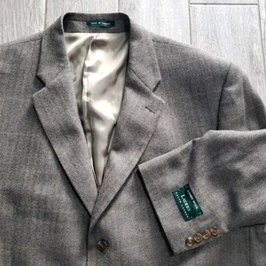 NEW Ralph Lauren 48R 100% Wool Houndstooth Gray Blazer Sport Coat Suit Jacket - Picture 1 of 13