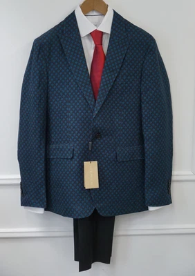 Men Burberry Suit Silk Blue Formal Made In Italy Size 38R - Image 1 of 4