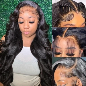 28 Inch Body Wave Lace Front Perücken Echthaar 13X6 HD Lace Frontal Perücken Human... - Bild 1 von 8