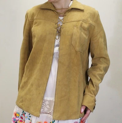 Vintage 70s Deerskin Leather Lace up Jacket - Image 1 of 4