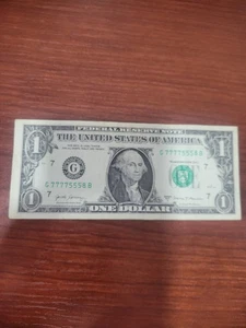 2017A 1 $ One Dollar Schein Note Fancy Seriennummer G77775558B - Bild 1 von 16