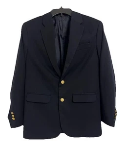 Izod Blazer Navy Brass Button Suit Jacket 14 Reg Sport Coat Single Breast Boy - Picture 1 of 23