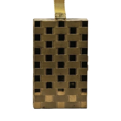 Bolso de Mano/Noche Vintage Años 50 Tono Dorado Tejido de Cesta 5.25" x 3.25" (Leer) Foto 1 de 4