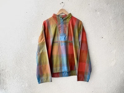 1960s vtg MARTIN STOWAWAY POUCH RAINBOW PLAID SURF ANORAK WINDBREAKER L Jacket - Image 1 of 4
