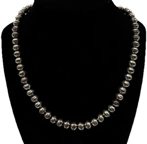 Vintage Native American Navajo Bench Pearls Sterling Silver Necklace 24g•26” L - Picture 1 of 24