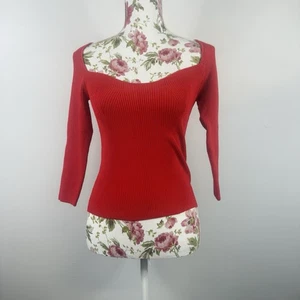 Sheike women's red off shoulder 3/4 sleeve stretch rib knit top Size M - Bild 1 von 9
