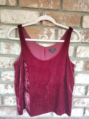 J. Camiseta sin mangas Crew para mujer de terciopelo rojo borgoña con cuello redondo talla 2 fiesta evento Foto 1 de 4