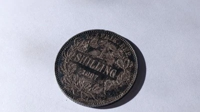 South Africa 1897 1 Shilling coin. Low mintage. SILVER  - Image 1 of 4