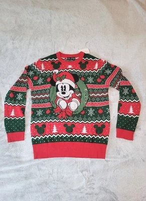 Disney Mens Size Medium Mickey Mouse Christmas Xmas Holiday Unisex Sweater NWT  - Image 1 of 4