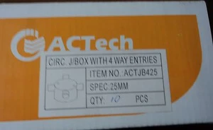 25MM 4 WAY SHALLOW JUNCTION BOX PVC ELECTRICAL CONDUIT X 10 - Picture 1 of 3
