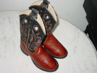 ¡Botas Old West marrón/negro CW2553 para niños pequeños! Talla 10C  Foto 1 de 4