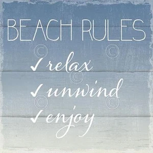 Beach Rules by Sparx Studio Fine Summer Beach Art Paper Print Home Decor 826891 - Picture 1 of 1
