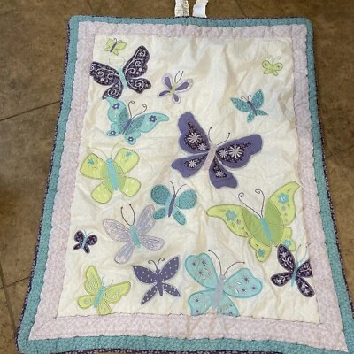 Manta bebé Nojo púrpura mariposa reversible edredón cuna edredón Foto 1 de 4