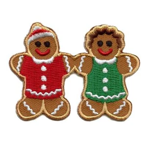 Gingerbread Man Patch Christmas Cookie Embroidered Iron On - Picture 1 of 2