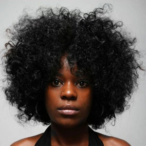 Black Women Short Afro Fluffy None Lace Kinky Curly Hair Full Wig Wigs + Wig Cap - Picture 1 of 3