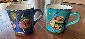 Penzo Zimbabwe Coffee Mugs RARE Fish Theme 1997 - Picture 1 of 5