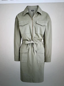 J. Crew Cinched-waist Utility Dress Stretch Chino, Iced Pine Green, Size 6 NWT - Picture 1 of 19