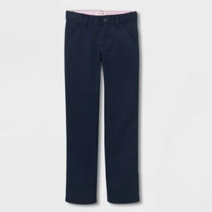 Cat & Jack™ Girls Slim Straight Fit Uniform Chino Back to School Pants Size 8-16 - Picture 1 of 7
