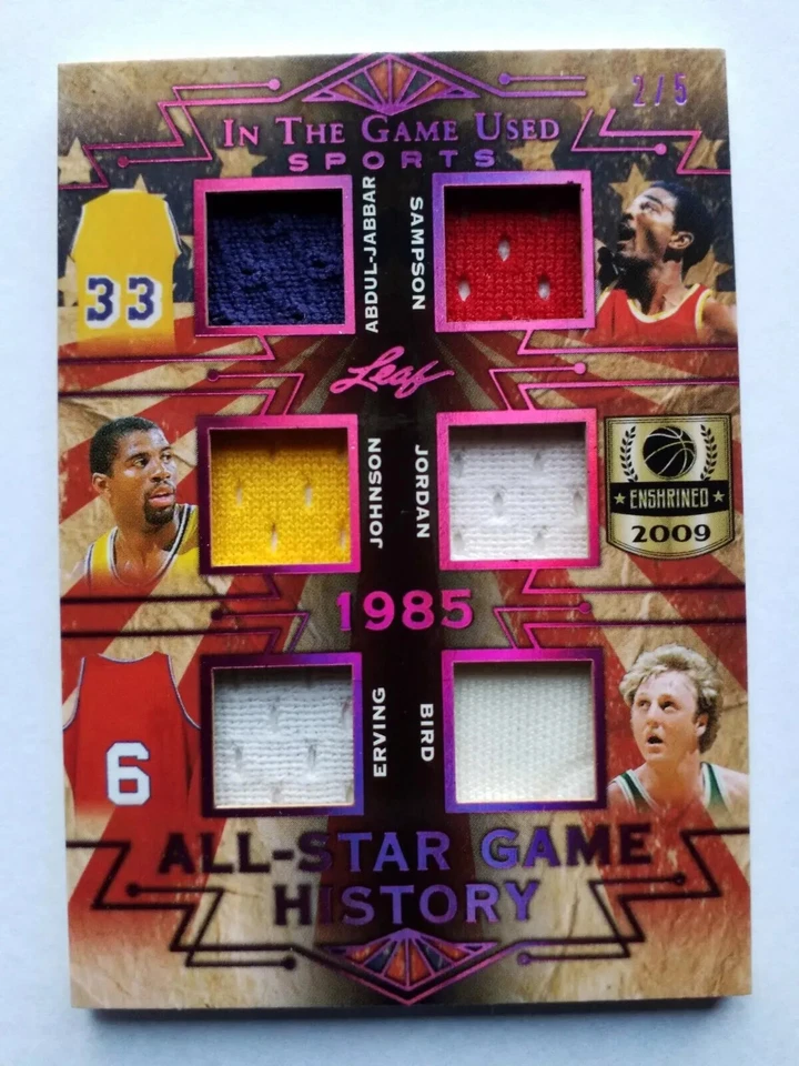 Leaf ITG 2019 usado Sports All-Star Game Relics 2/5 Jordan/Ervin/Jabbar/Bird +2; Foto 1 de 1