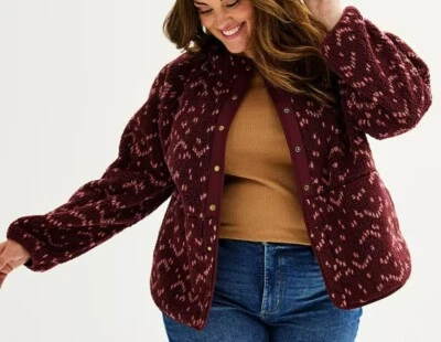 CHAQUETA POLAR SONOMA PRODUCTS FOR LIFE SHERPA FRONTAL A PRESIÓN PARA MUJER PLUS 2X **¡NUEVA EN PAQUETE!** Foto 1 de 4