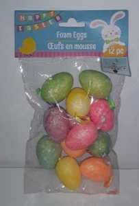 Osterei Ornamente mit Schlaufen einfarbig Glitzer Mini-Eier Schaumstoff 12/Packung - Bild 1 von 1