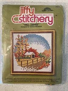 Vtg Needlework Kit #913 Jiffy Stitchery Counted Cross Stitch 1979 “Fall Leaves”