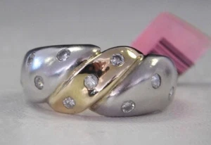 NEW Beautiful 14K Two-Tone Dual Finish 1/2ct Diamond Dome Band Sz 7.5, 6.8g - Picture 1 of 8