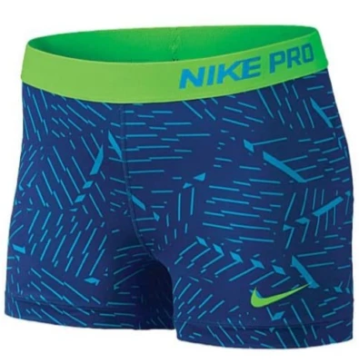 NEW! NIKE PRO [M] Women's 3.0" COMPRESSION Run/Gym Shorts-Blue/Green 642568-407 - Image 1 of 2