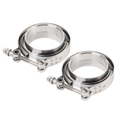 LokoCar 2.5 Inch ID V Band Clamp With Flange Male Female Stainless Steel 2Pcs - Image 1 of 4