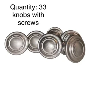 Menge 33 Schrank Schublade Knöpfe Hardware Ziehen Runde Knopf Gebürstet Neusilber - Bild 1 von 9