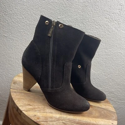 Matt Bernson l 7.5 Special Project Suede Leather Faux Fur Lined Wood Heel Bootie - Image 1 of 3