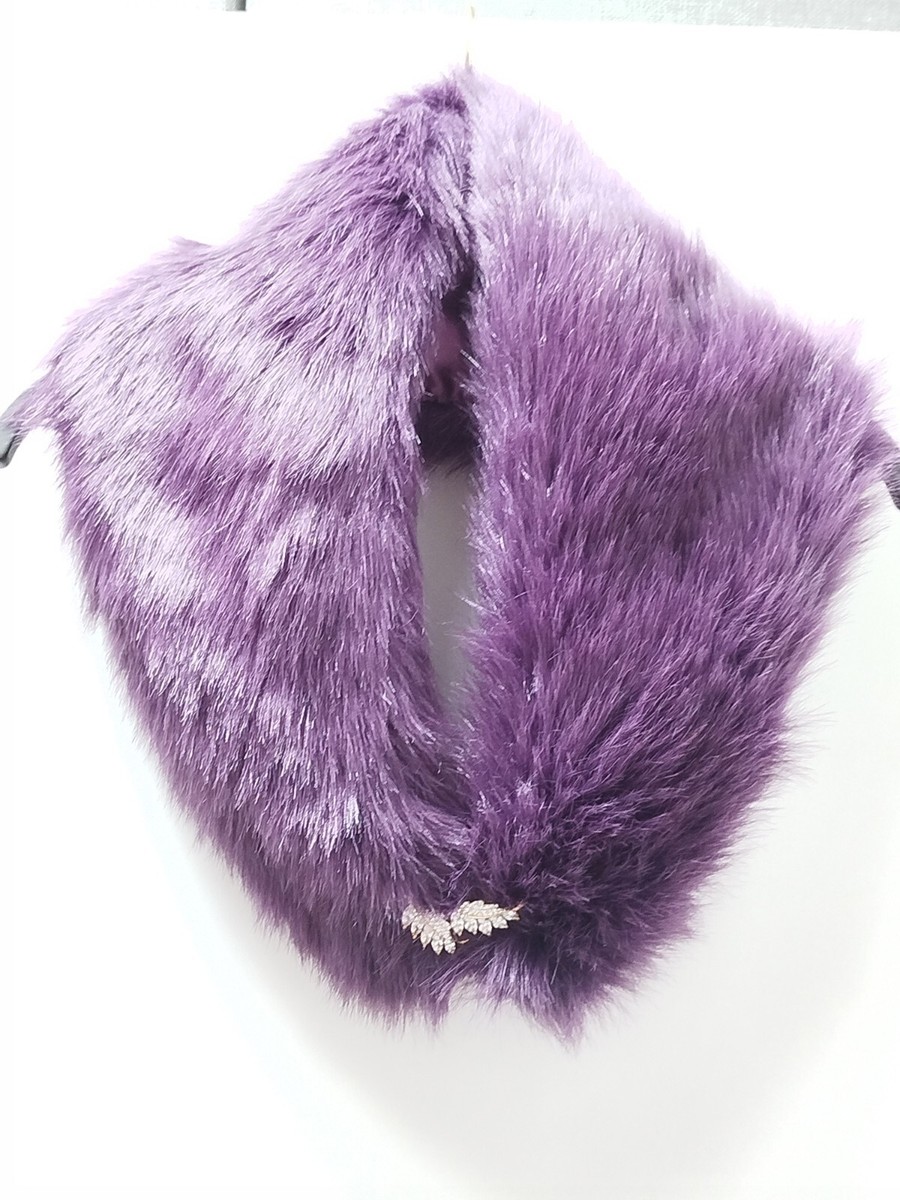 Renvena Damen Kunstpelz Schal Dalmatiner Muster - Weiß Schwarz Stola