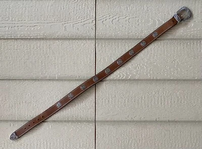 Cinturón Ariat Vintage Cuero Flores Marrón Plata Talla 34 Foto 1 de 4