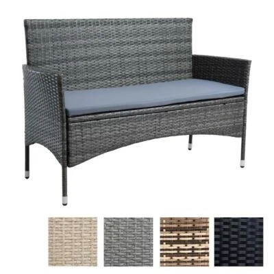 Polyrattan Gartenbank Rattan Bank 2-Sitzer Sitzbank mit Sitzkissen Rattanmöbel - Bild 1 von 4