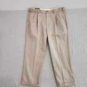Orvis Pants Mens 40 Beige Khaki Chino Pleated Front Rolled Hems Cotton Casual - Picture 1 of 12