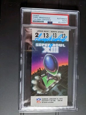 1979 Super Bowl XIII MVP Terry Bradshaw Signed Ticket Autograph - Image 1 of 2