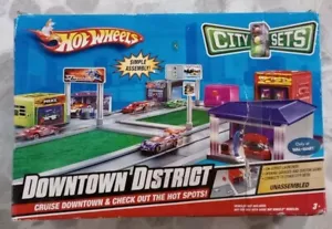 Hot Wheels City Set Downtown District Play Set Used Missing 2 Mini Signs - Picture 1 of 8