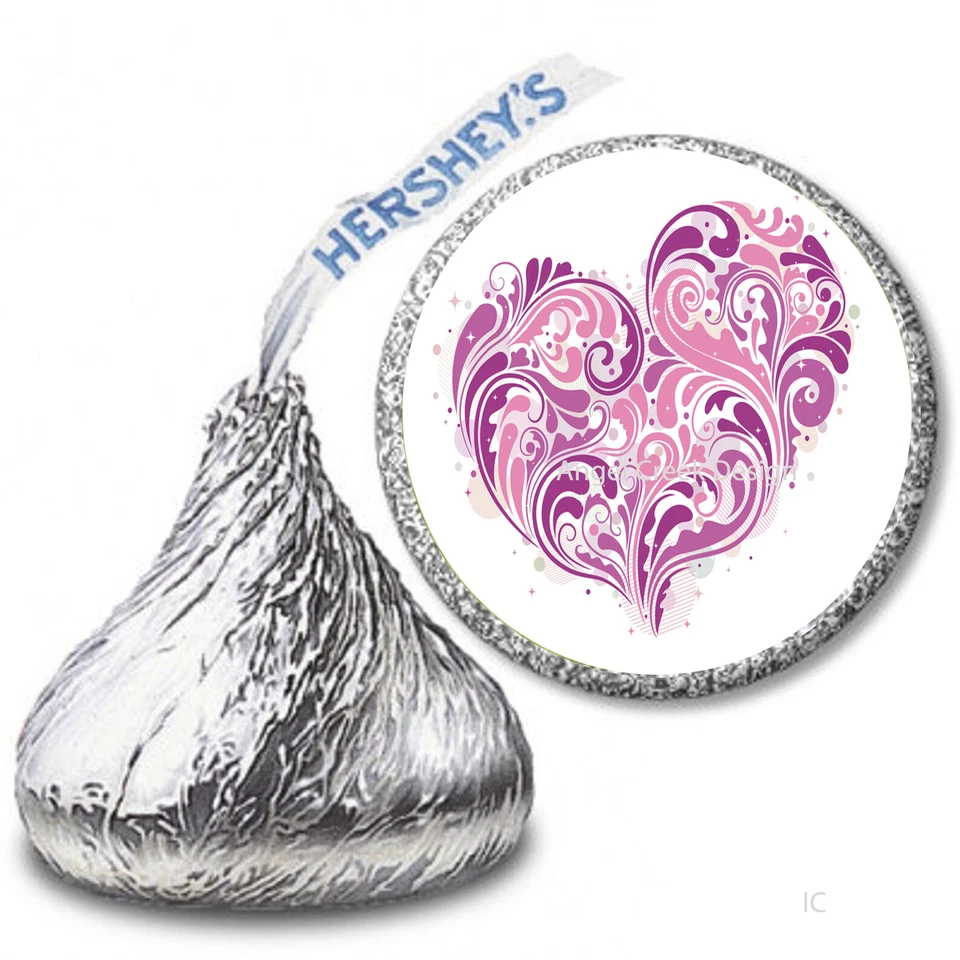 108 pegatinas envoltorios de caramelos de corazón púrpura filigrana Hershey Kiss Foto 1 de 1