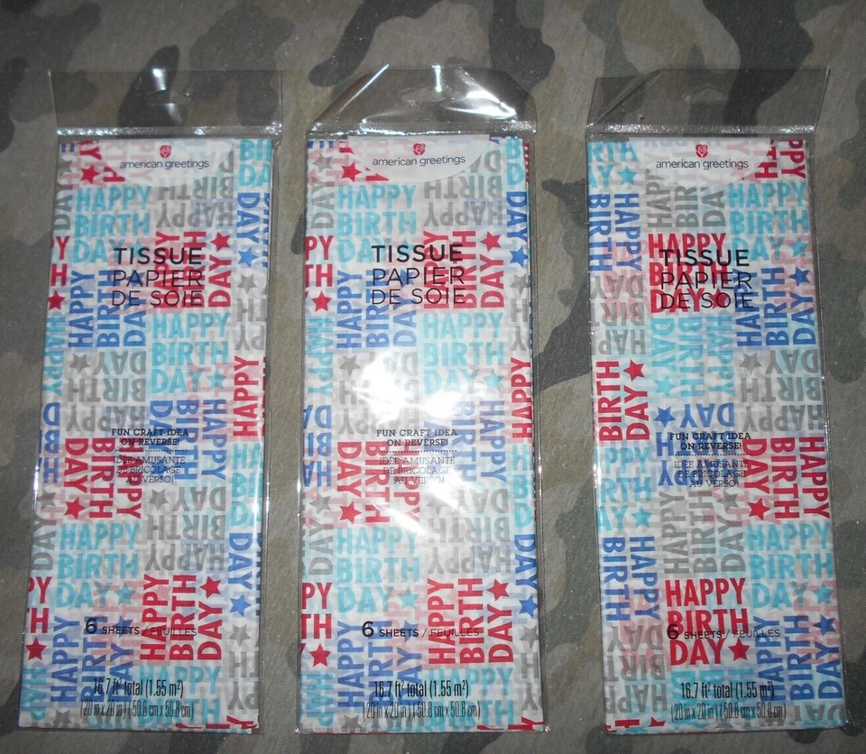 American Greetings Three Packs Of 6 Sheets Each Happy Birthday Tissue Paper - Image 1 of 1