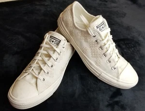 Converse AS Chuck Taylor Shoes Womens 9.5 White&Beige Embroidery MINT - Picture 1 of 14