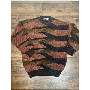 Vintage Mondo Di Marco Sweater Mens XLT Colorful Geometric Stripe Grandpa Italy - Picture 1 of 9