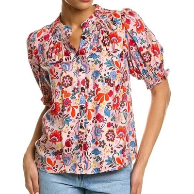 Blusa Bohemia Boden Mezcla Seda Floral Retro Colorida Mezcla En Multi 10 Foto 1 de 4