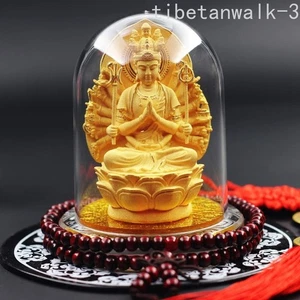Statua Buddha Guanyin 9,5 cm mille mani auto buddista bodhisattva ornamento - Foto 1 di 2