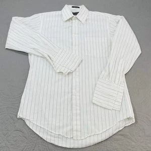 Vintage Christian Dior Button Shirt Le Cachet White Striped French Cuff Dress - Picture 1 of 7